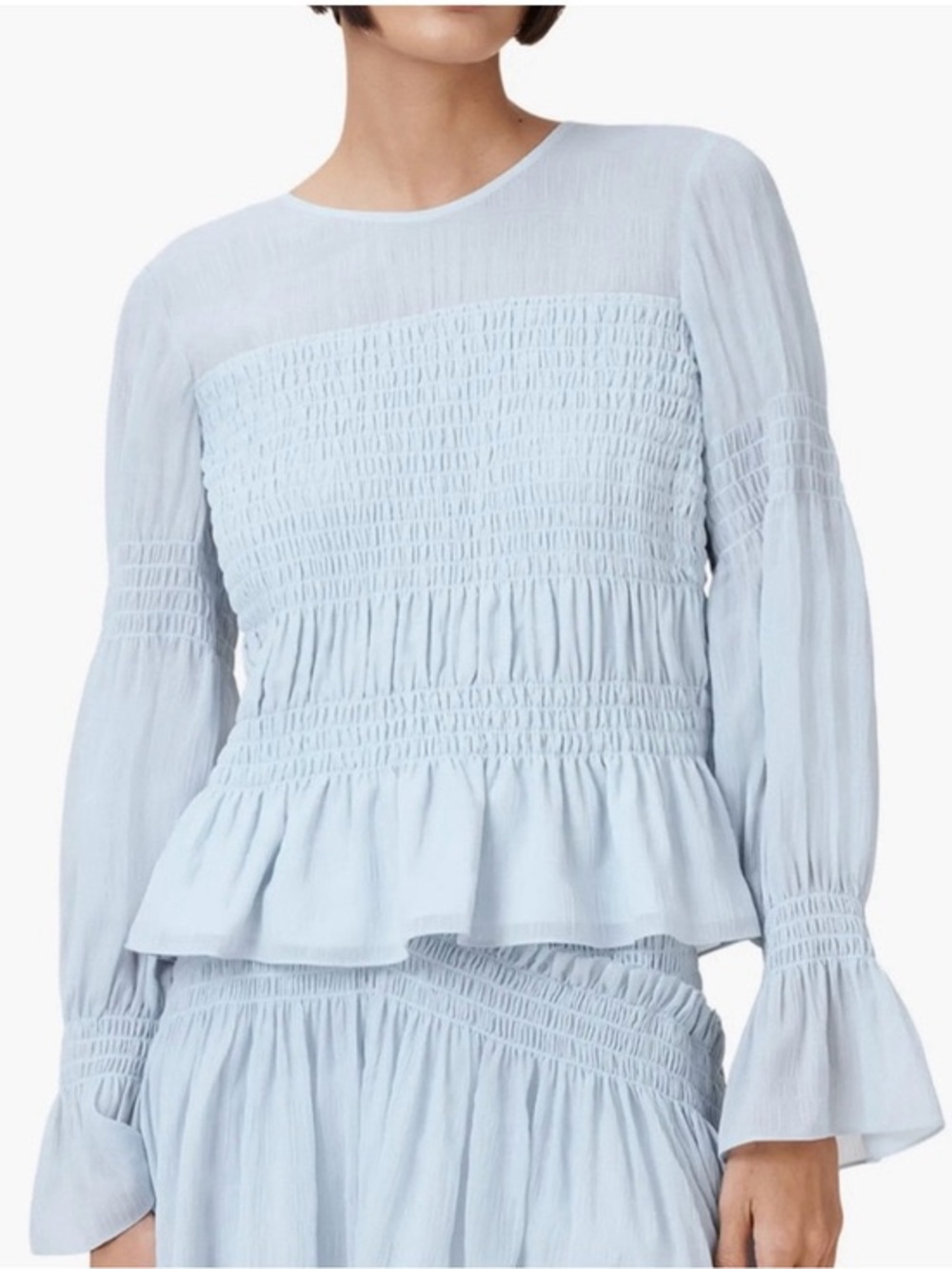 All Saints Pamela smocked ruffle top